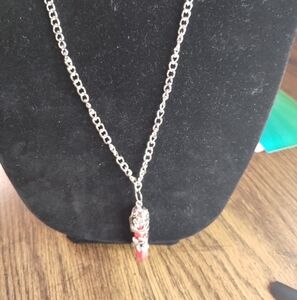 Hand Crafted Silver and Red Pendant Necklace